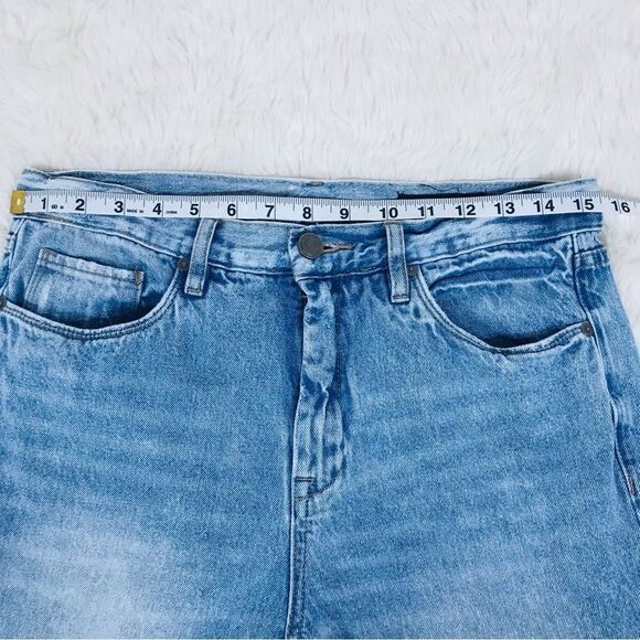 BLANK NYC High Rise Lace Up Ankle Jeans Tapered Leg Raw Hem Distressed Size 29 - Picture 13 of 16